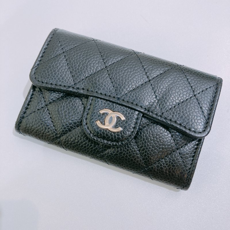 TW4721 Chanel 香奈兒 經典 翻蓋 卡包 荔枝皮 黑金 Classic Flap Card Holder Caviar Black x GHW-4
