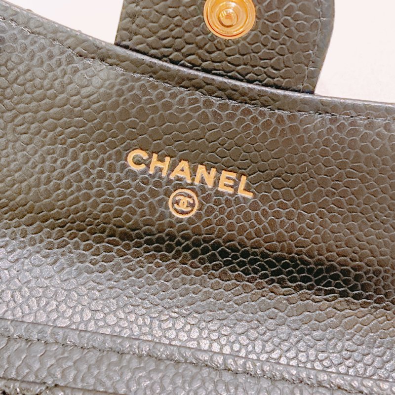 TW4721 Chanel 香奈兒 經典 翻蓋 卡包 荔枝皮 黑金 Classic Flap Card Holder Caviar Black x GHW-8