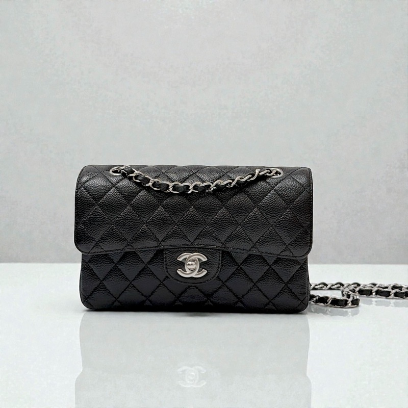 莉亞精品♡ Chanel cf23黑銀 近新美包-0