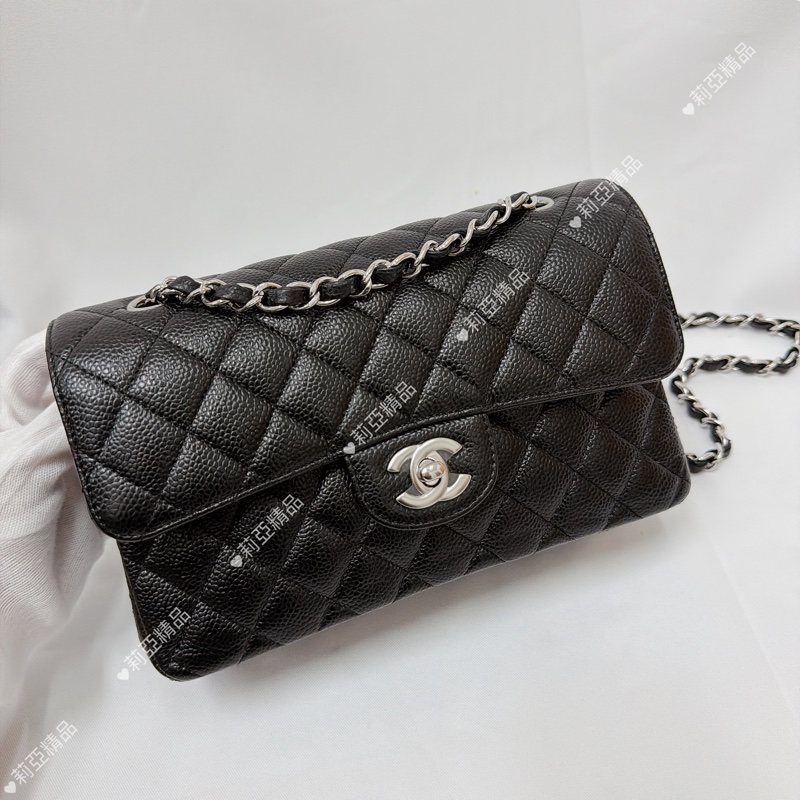 莉亞精品♡ Chanel cf23黑銀 近新美包-2