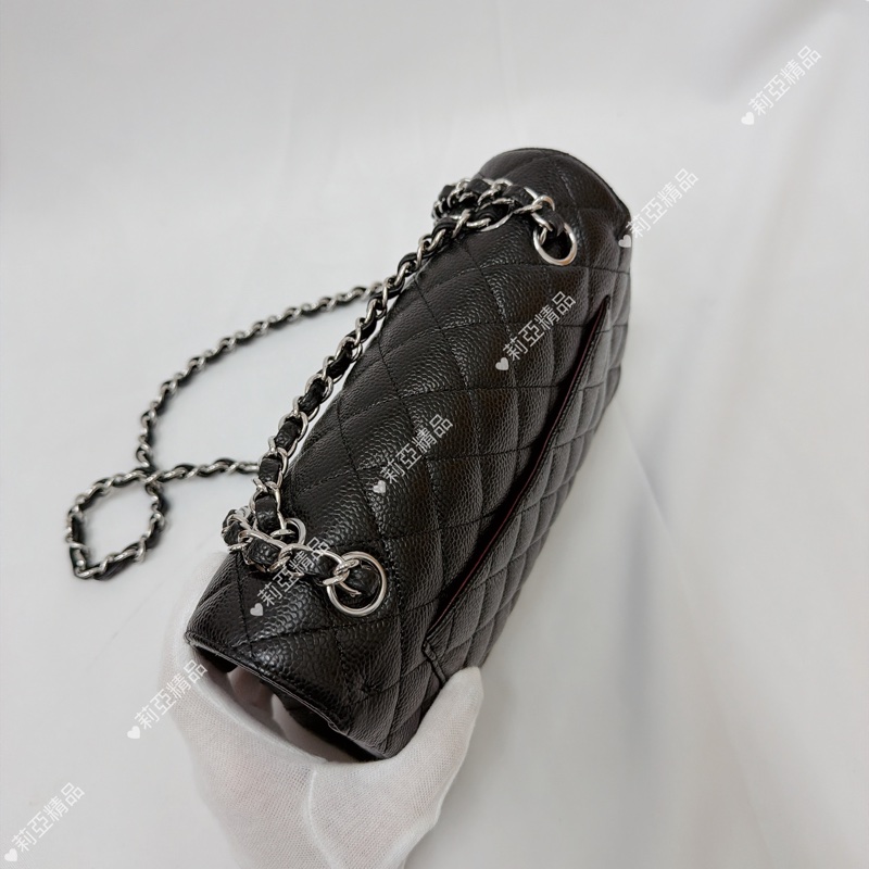 莉亞精品♡ Chanel cf23黑銀 近新美包-4