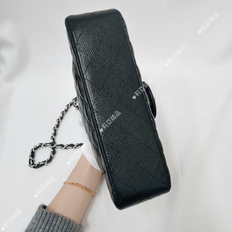 莉亞精品♡ Chanel cf23黑銀 近新美包-5
