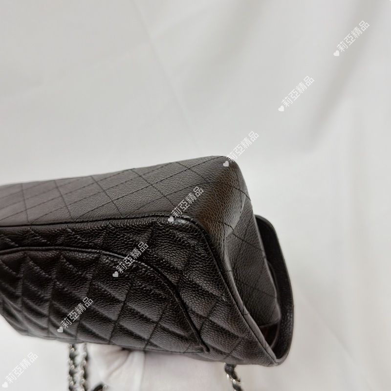 莉亞精品♡ Chanel cf23黑銀 近新美包-7