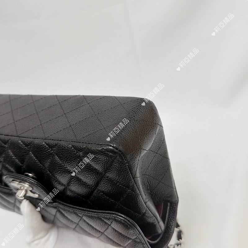 莉亞精品♡ Chanel cf23黑銀 近新美包-9