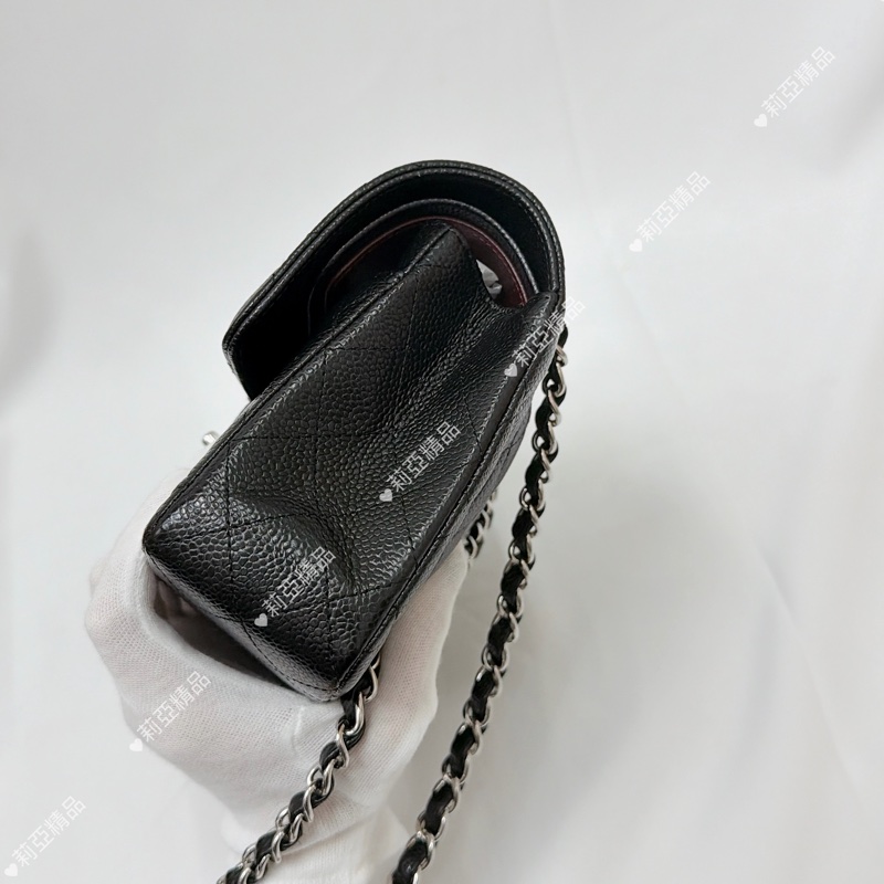 莉亞精品♡ Chanel cf23黑銀 近新美包-11