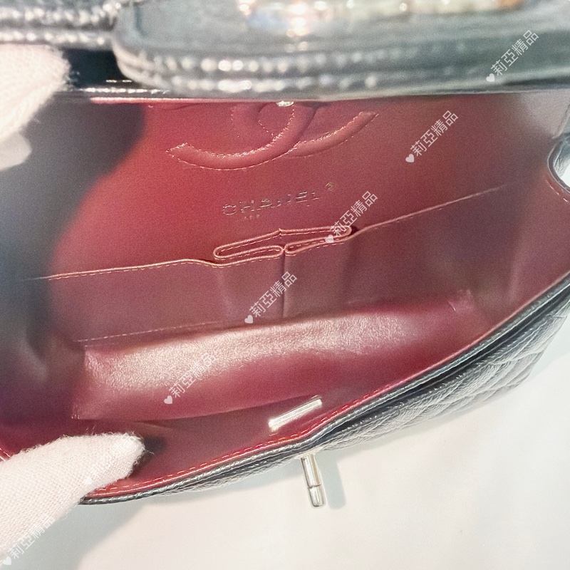 莉亞精品♡ Chanel cf23黑銀 近新美包-14