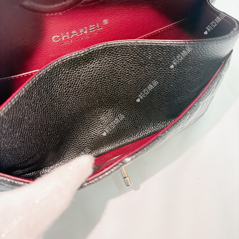 莉亞精品♡ Chanel cf23黑銀 近新美包-15