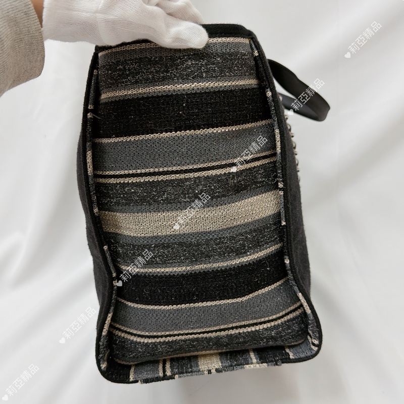 莉亞精品♡Chanel 條紋沙灘包 二手美包-5