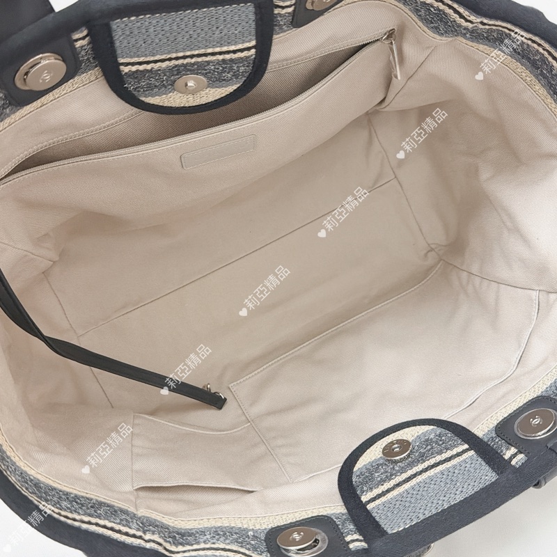 莉亞精品♡Chanel 條紋沙灘包 二手美包-9