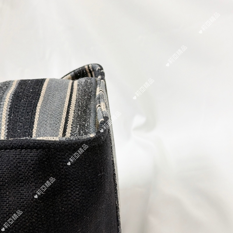 莉亞精品♡Chanel 條紋沙灘包 二手美包-13