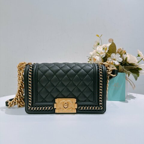 TW4722 Chanel 香奈兒 特別版 皮穿鏈包邊 小號boy 荔枝皮Small limited Edition Leboy 20cm Caviar Black x GHW
