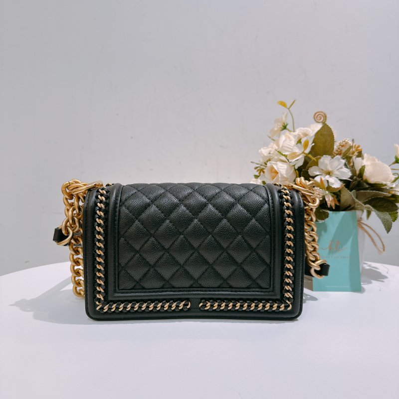 TW4722 Chanel 香奈兒 特別版 皮穿鏈包邊 小號boy 荔枝皮Small limited Edition Leboy 20cm Caviar Black x GHW-1