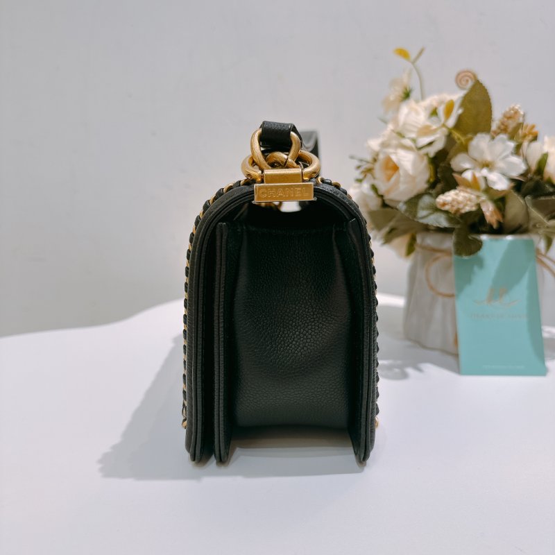 TW4722 Chanel 香奈兒 特別版 皮穿鏈包邊 小號boy 荔枝皮Small limited Edition Leboy 20cm Caviar Black x GHW-2