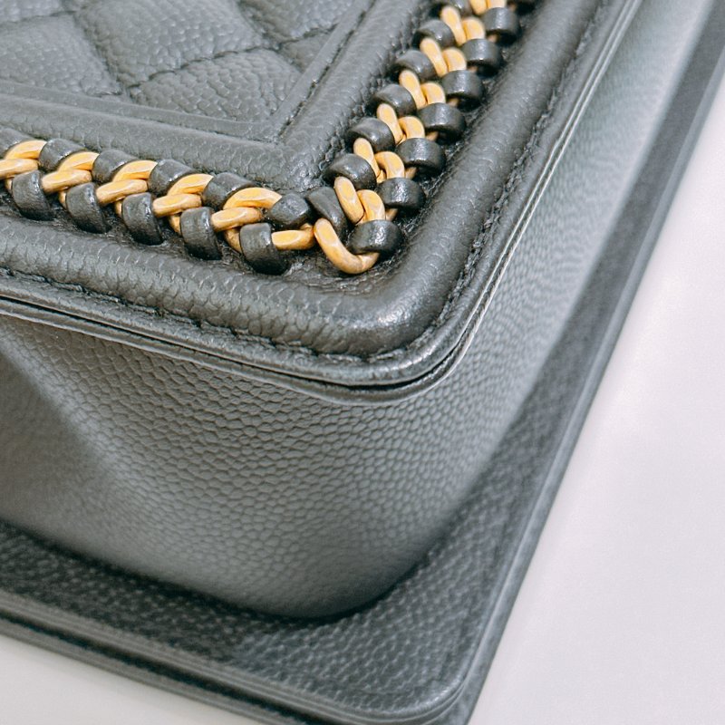 TW4722 Chanel 香奈兒 特別版 皮穿鏈包邊 小號boy 荔枝皮Small limited Edition Leboy 20cm Caviar Black x GHW-5