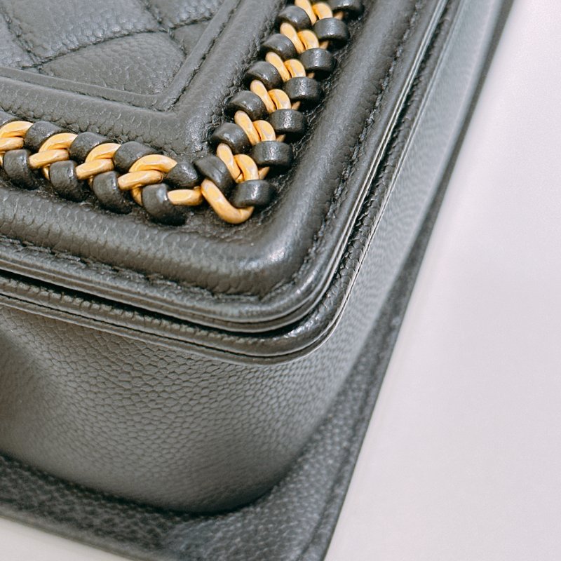 TW4722 Chanel 香奈兒 特別版 皮穿鏈包邊 小號boy 荔枝皮Small limited Edition Leboy 20cm Caviar Black x GHW-6