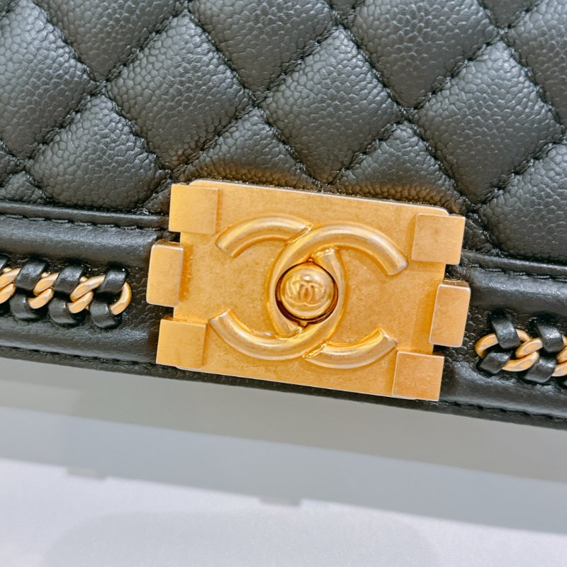 TW4722 Chanel 香奈兒 特別版 皮穿鏈包邊 小號boy 荔枝皮Small limited Edition Leboy 20cm Caviar Black x GHW-8