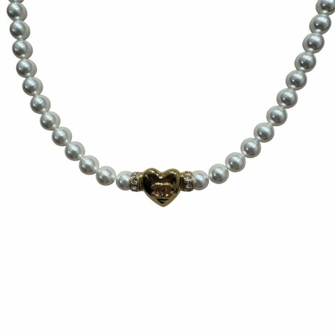 CHANEL 香奈兒 珍珠愛心項鍊