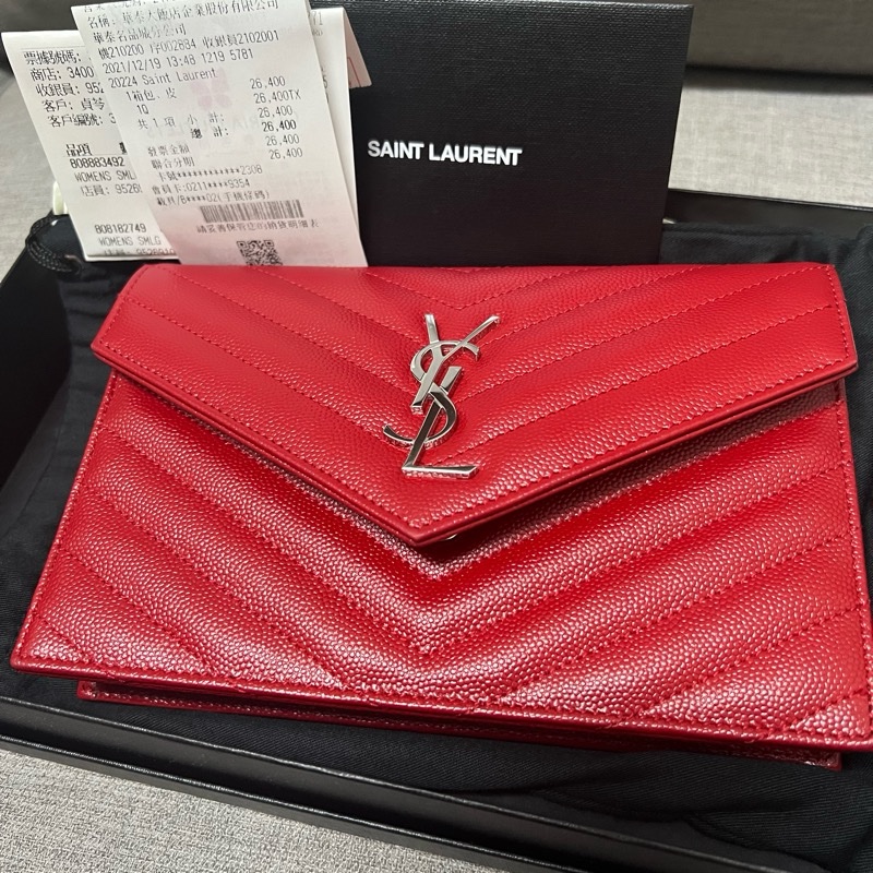 Saint Laurent 聖羅蘭 YVES WOC 魚子醬牛皮 二手-0
