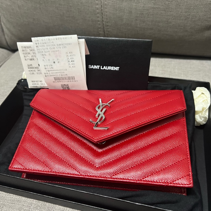 Saint Laurent 聖羅蘭 YVES WOC 魚子醬牛皮 二手-7