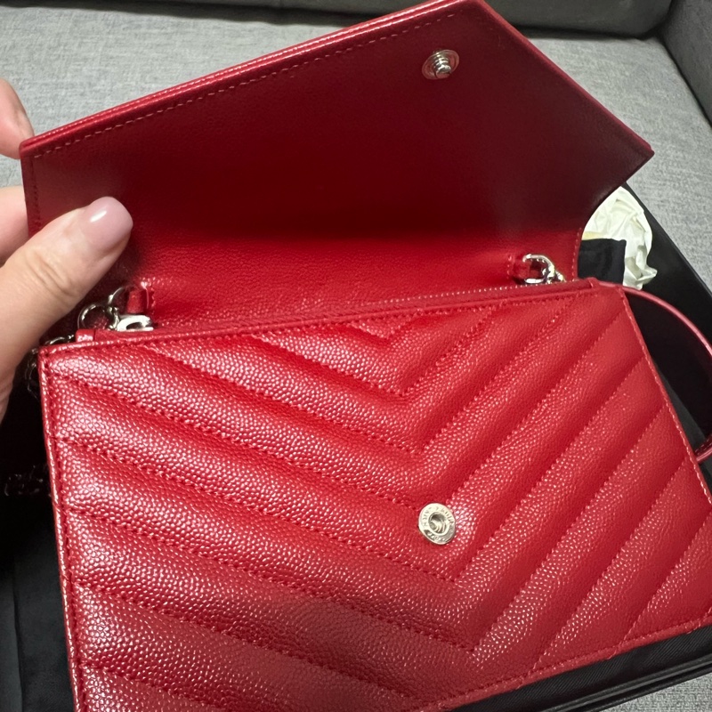 Saint Laurent 聖羅蘭 YVES WOC 魚子醬牛皮 二手-9