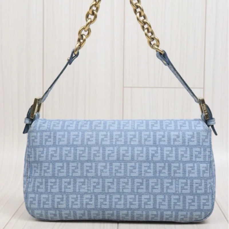 「JL精品代購」9新 FENDI 藍pvc鏈條法棍-3