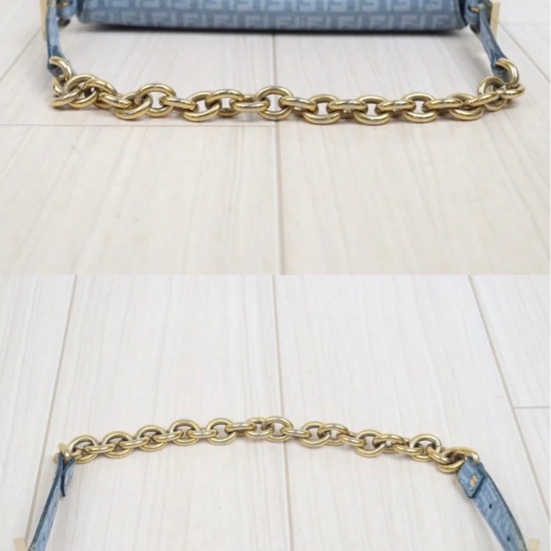 「JL精品代購」9新 FENDI 藍pvc鏈條法棍-6