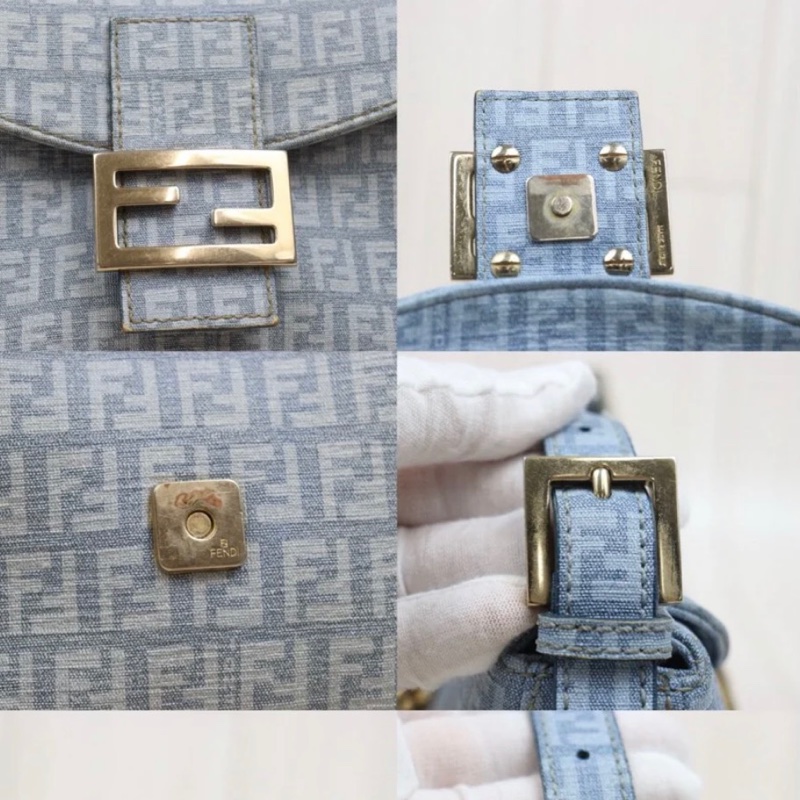 「JL精品代購」9新 FENDI 藍pvc鏈條法棍-9