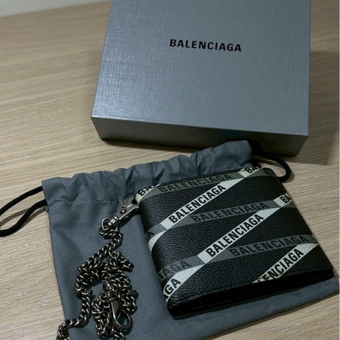 巴黎世家 男 短夾 褲鏈皮夾