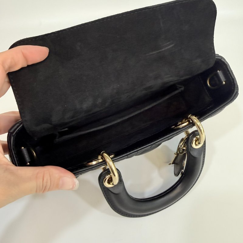 DIOR - 黑色Cannage籐格紋羊皮Lady D-Joy黛妃包╻小號-15