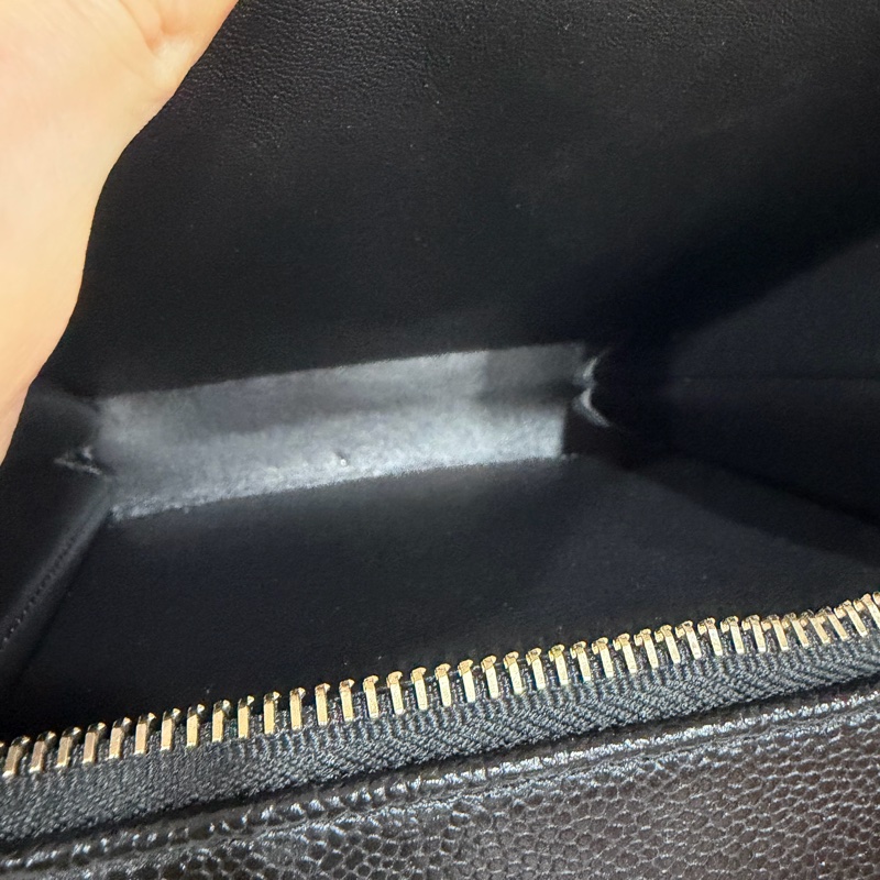 CHANEL 香奈兒 品牌雙C LOGO菱格紋小牛皮雙層手提鍊包兩用包(黑/金)-2
