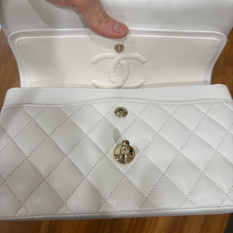 Chanel cf23全新2023年芯片款白色 有台灣專櫃購證正本-1