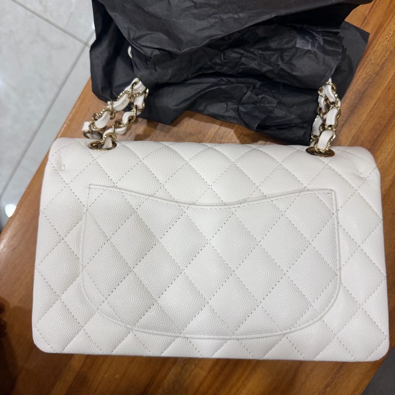 Chanel cf23全新2023年芯片款白色 有台灣專櫃購證正本-2