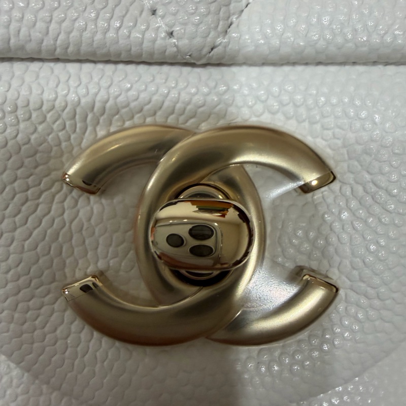 Chanel cf23全新2023年芯片款白色 有台灣專櫃購證正本-3