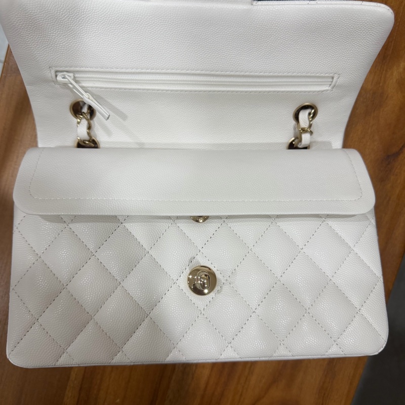 Chanel cf23全新2023年芯片款白色 有台灣專櫃購證正本-6