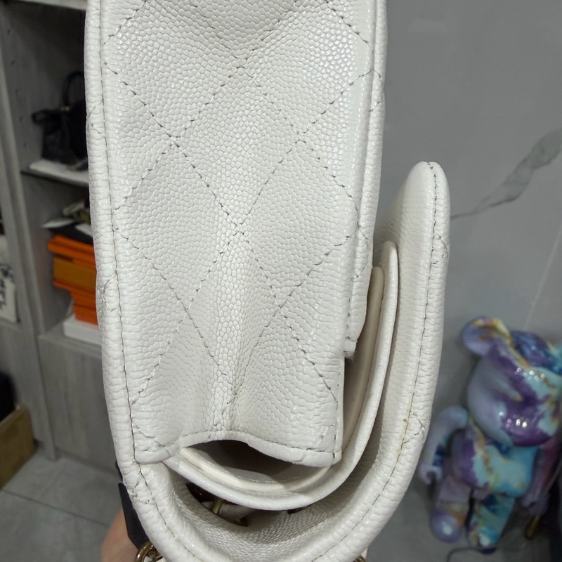 Chanel cf23全新2023年芯片款白色 有台灣專櫃購證正本-7