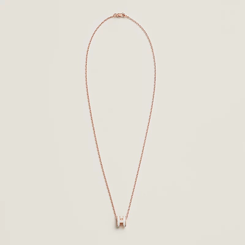 🔥全新未使用💯 HERMES Mini pop H項鍊 - 白玫瑰金鏈-2