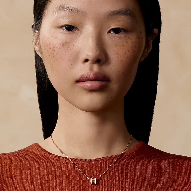 💯全新🔥 HERMES Mini pop H項鍊 - 白玫瑰金-3