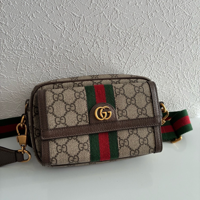 Gucci前口袋拉鏈相機包 斜背包 mini-0