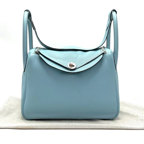 98新 ✨HERMES/愛馬仕馬卡龍藍銀扣Lindy 30 Bleu Atoll