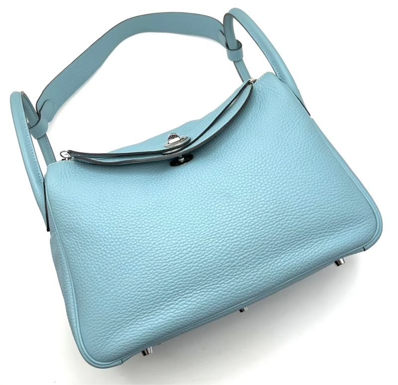 98新 ✨HERMES/愛馬仕馬卡龍藍銀扣Lindy 30 Bleu Atoll-3