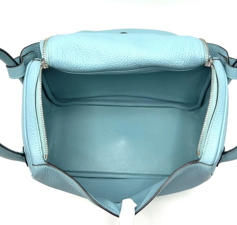 98新 ✨HERMES/愛馬仕馬卡龍藍銀扣Lindy 30 Bleu Atoll-5