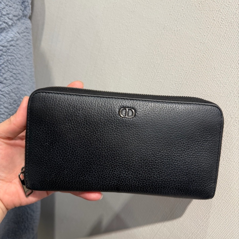 Dior Icon 荔面牛皮 拉鍊長夾 黑-0