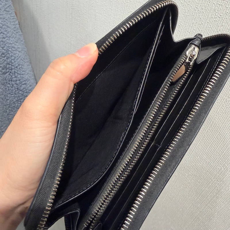Dior Icon 荔面牛皮 拉鍊長夾 黑-4