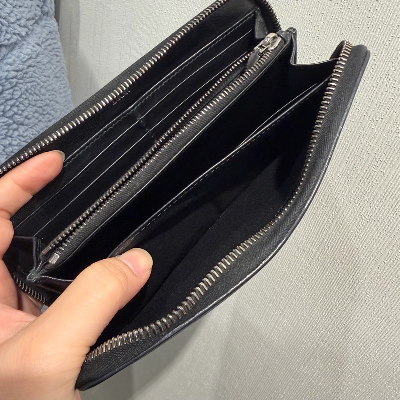 Dior Icon 荔面牛皮 拉鍊長夾 黑-5