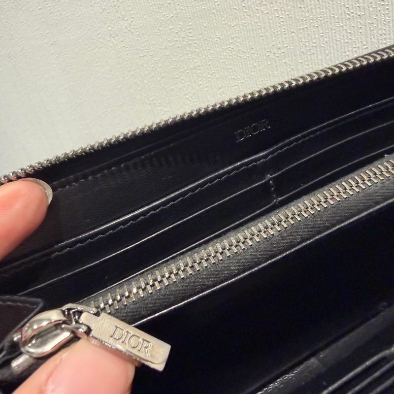 Dior Icon 荔面牛皮 拉鍊長夾 黑-7
