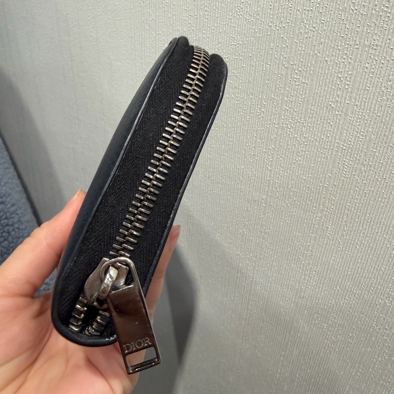 Dior Icon 荔面牛皮 拉鍊長夾 黑-8