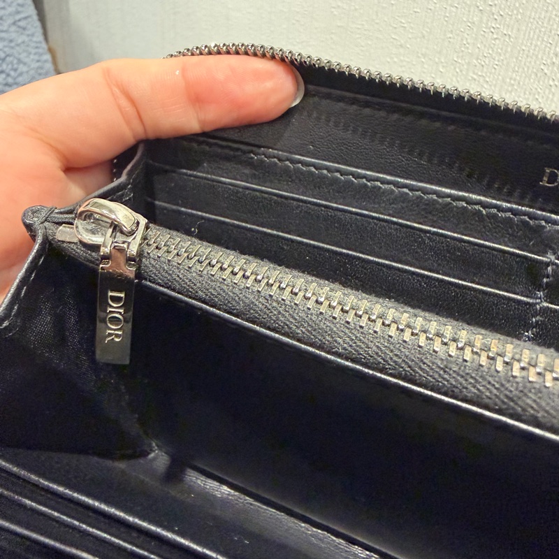 Dior Icon 荔面牛皮 拉鍊長夾 黑-12