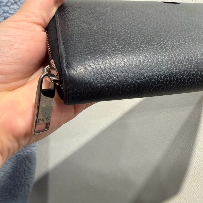 Dior Icon 荔面牛皮 拉鍊長夾 黑-18