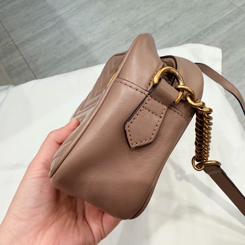 Gucci 經典 marmont 相機包 裸粉-8