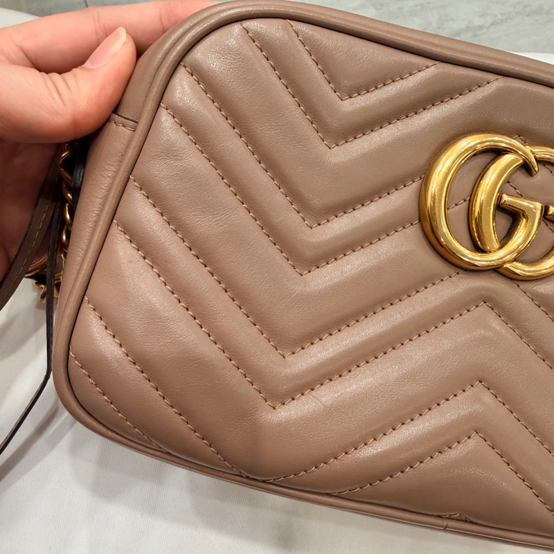 Gucci 經典 marmont 相機包 裸粉-9